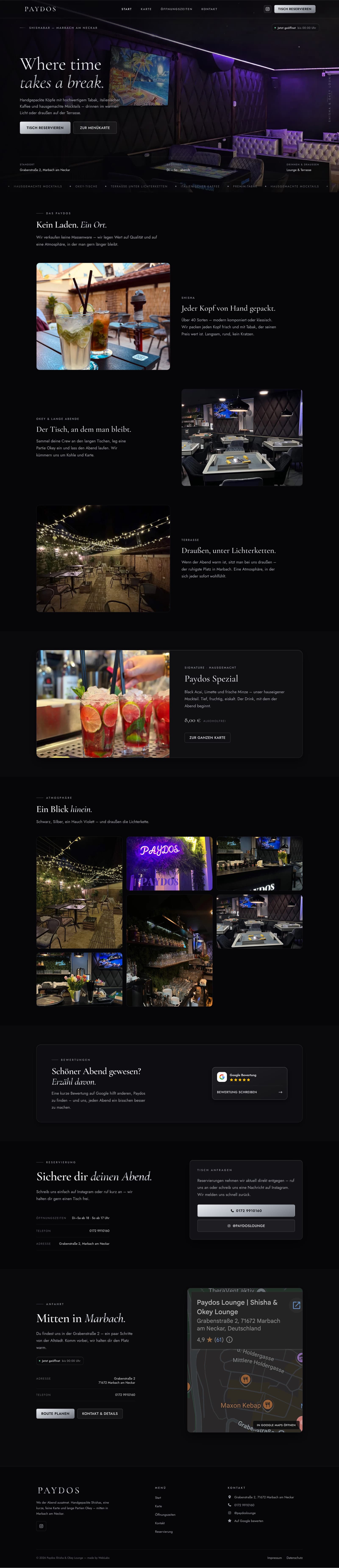 Screenshot der von Can entwickelten Website Paydos Lounge